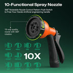 Garden Hose 100Ft NON-EXPANDABLE Water Hose, 3-Layer Lightweight Nylon Braided Hose for Yard, Car Wash & Pet Shower, 600 PSI Burst Heavy Duty Kink-Free with 10-Way Nozzle & 3/4" Brass Fittings