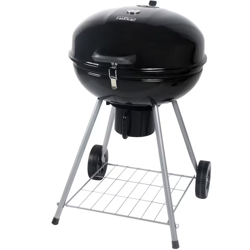 22.17-In W Black/Porcelain Kettle Charcoal Grill