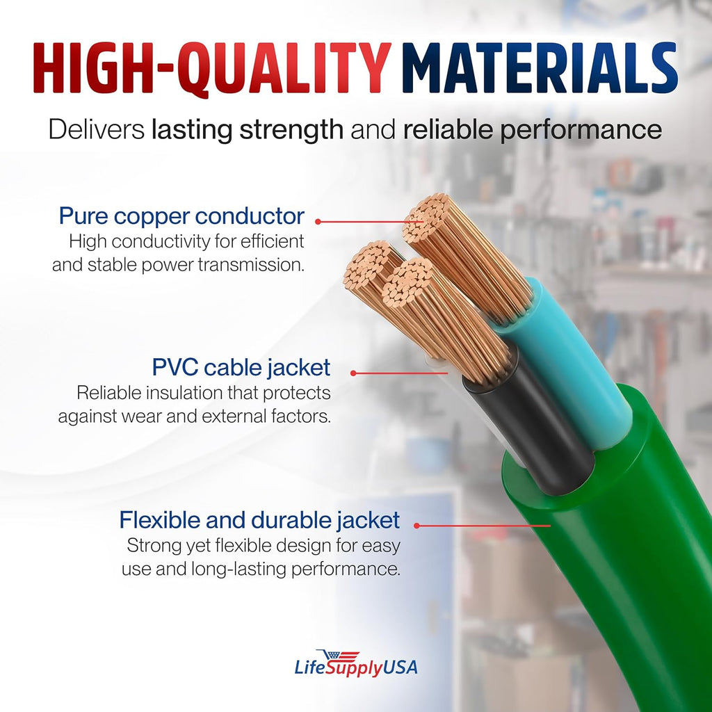 50Ft Outdoor/Indoor Extension Cord 12/3 Gauge Extra Heavy Duty 3 Prong SJTW, Waterproof, Flexible Cold-Resistant Long Power Cord,15A 125V 1875W, Green by