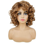 Curly Wig with Bangs Wigs for Black Women Honey Blonde Short Synthetic Hair Wigs (#30 Honey Blonde)