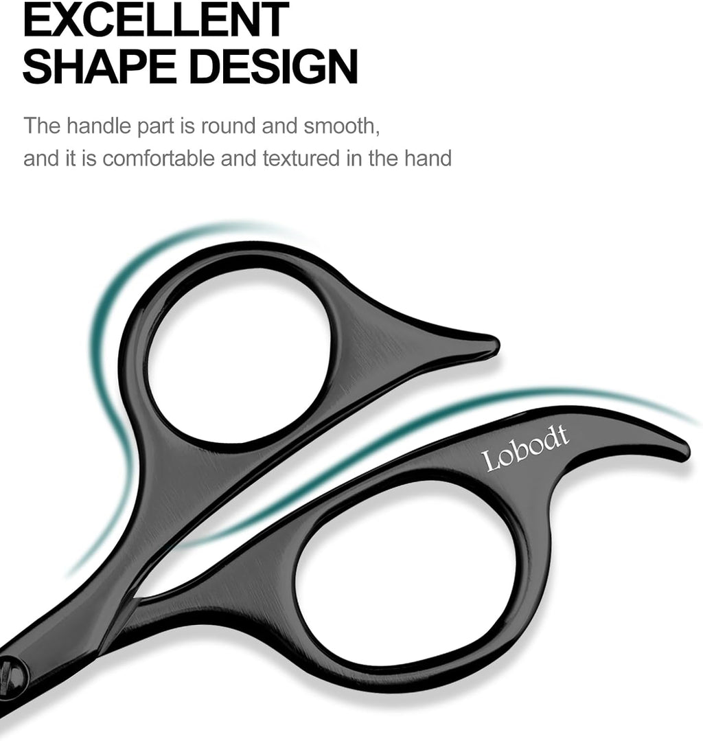 4.7-Inch Small Nose Hair Scissors (Black), Round-Headed Scissors, for Trimming Facial Hair, Beards, Ear Hair, Eyebrows, Bathroom, Moustache Trimming，Personal Care and Beauty
