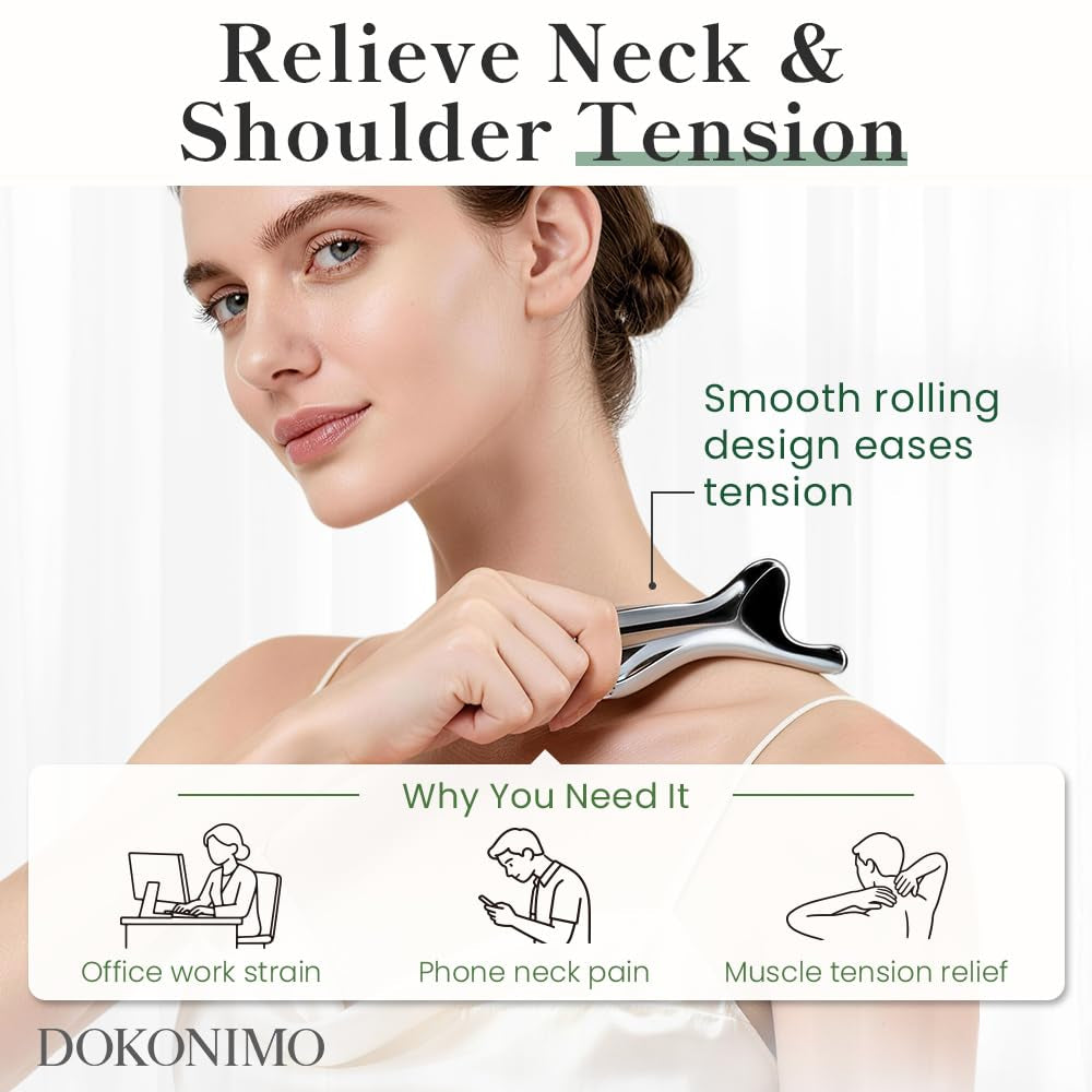 FSA, HSA Eligible, 5-In-1 Multi-Contour Gua Sha Facial Tool | Facial Rollers & Metal Skincare Tool for Face, Jawline, Neck and Shoulder Care, Reusable Beauty Tool for Daily Self-Care