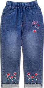 4-9T Infant Little Kids Girls Embroidery Jeans Denim Pants