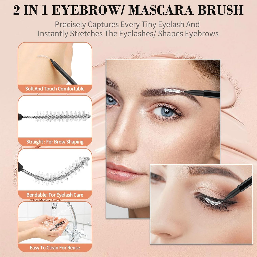 120Pcs Micro Eyebrow Brush with Cap - Eyebrow Tinting, Lash Filler, Brow Lifting Brush - Professional Makeup Kit for Eyebrow Lamination, Beauty Salon & Home Beauty Care
