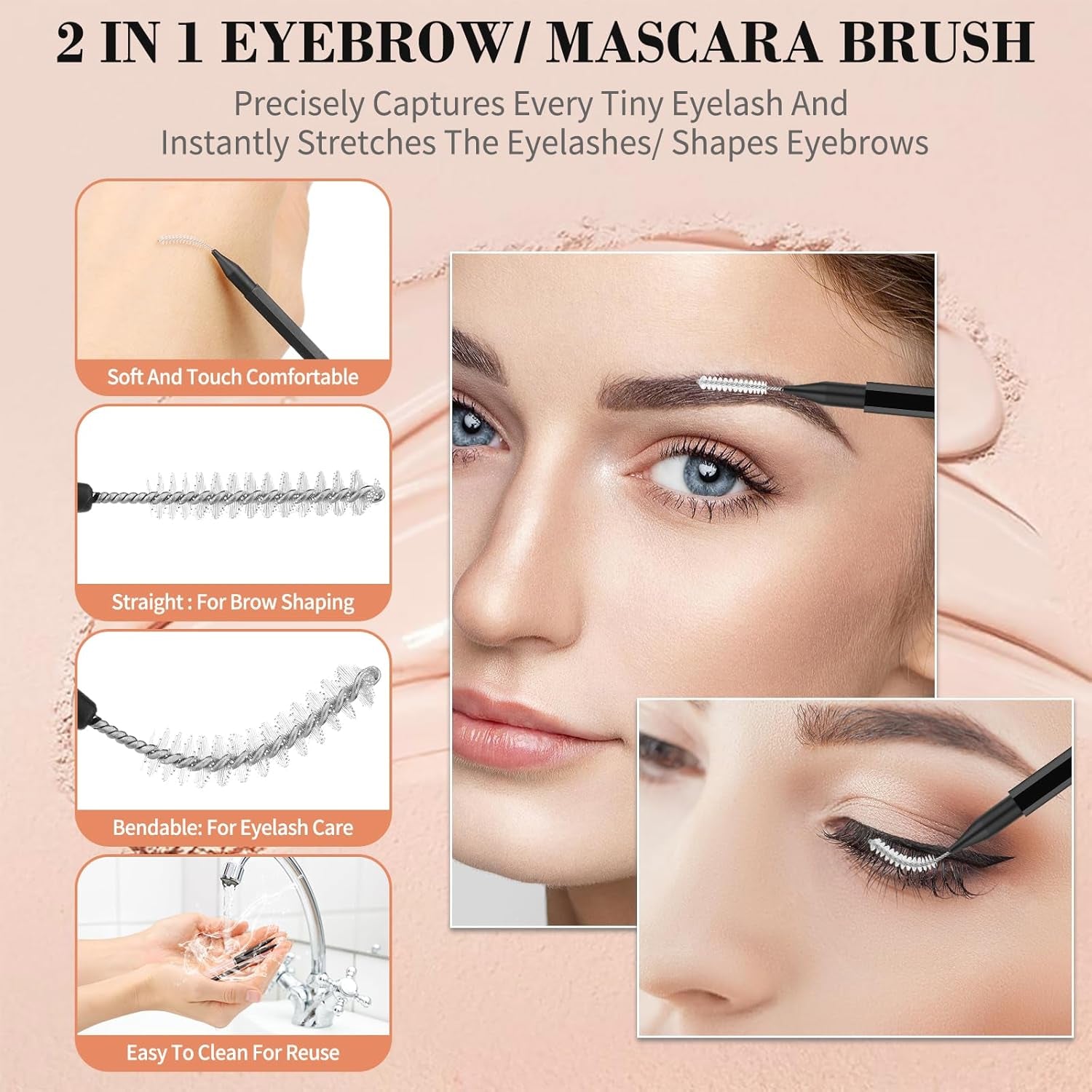 120Pcs Micro Eyebrow Brush with Cap - Eyebrow Tinting, Lash Filler, Brow Lifting Brush - Professional Makeup Kit for Eyebrow Lamination, Beauty Salon & Home Beauty Care