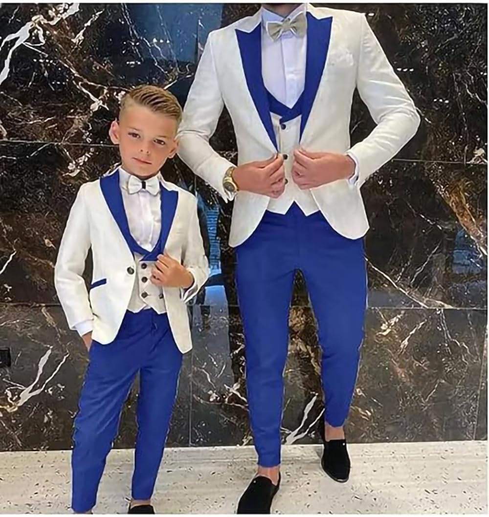 Kids Tuxedo Suits for Boys Jacquard 3 Piece Slim Fit Dress Clothes Wedding Dinner Blazer Vest Pants (Light Green,3 Years)