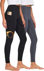 Lightweight Brushed Fleece Lined Leggings Women 2 Pk High Waisted Compression Womens Leggings with Pockets