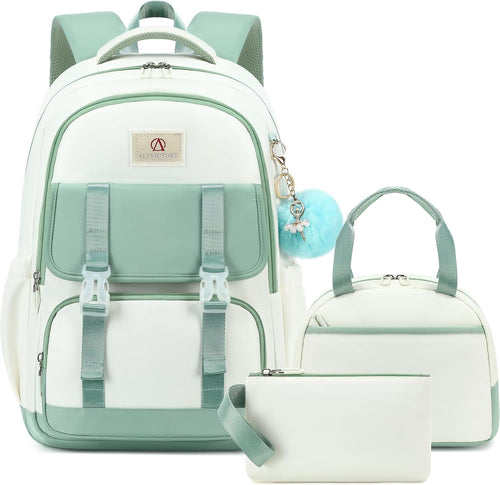 Backpack for Girls 15.6 Inch for School with Lunch Bag Pencil Case | 3PCS Cute Kids Laptop Backpacks Bookbag for Teen Girls Elementary Middle High School Bag College Students Travel Daypack