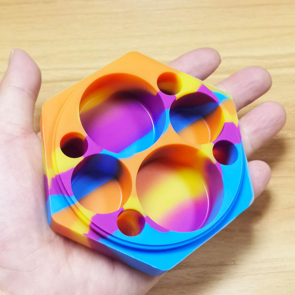 110Ml Silicone Wax Concentrate Container Multi-Compartment Non-Stick Jar (Rainbow)