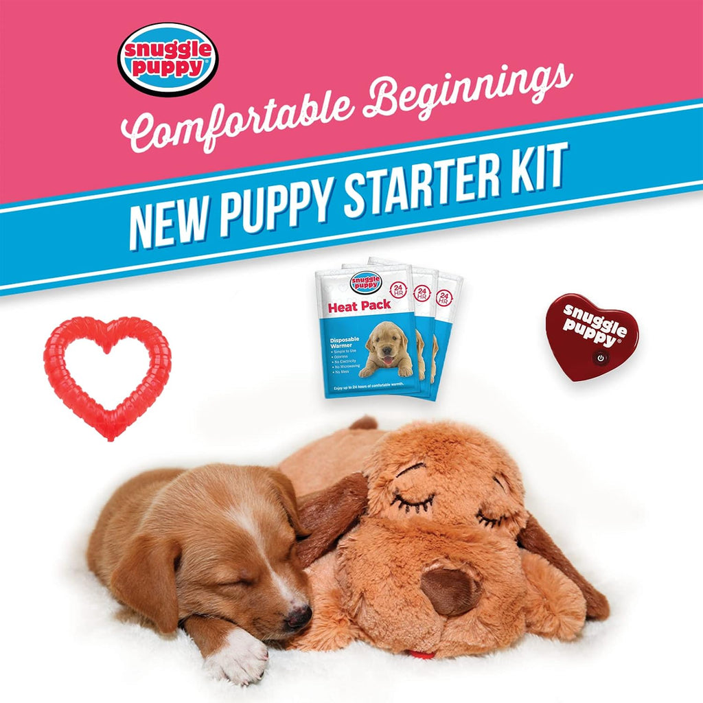 Snuggle Puppy Essentials Starter Kit, Heartbeat Toy & Blanket, Pink, Calming Comfort Toy, Puppy Blanket, Teething Toy, 3 Heat Packs, New Puppy Essentials for First Nights and Crate Training