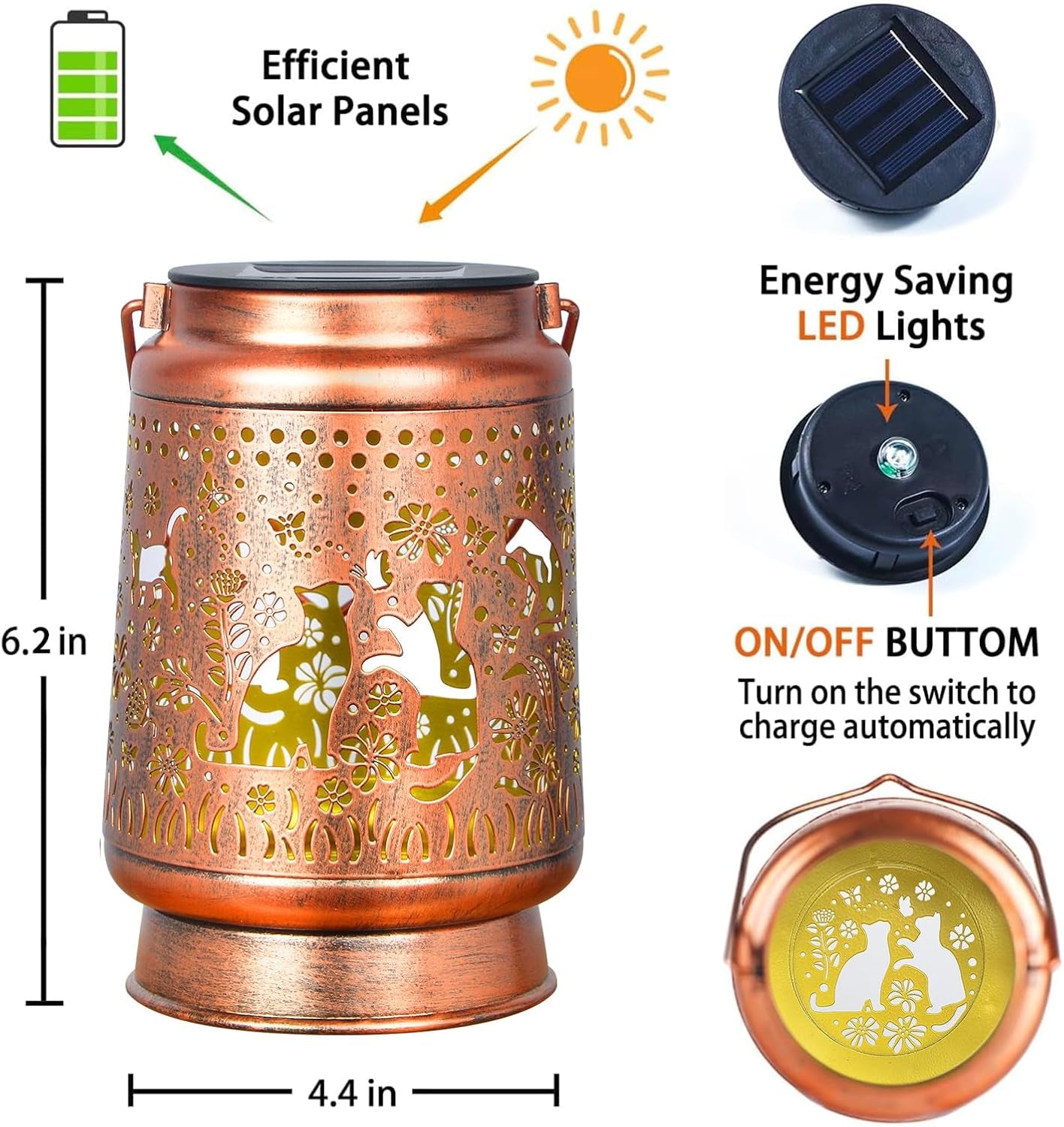 Cat Lover Gifts for Mom Women Gift Cat Solar Lantern Outdoor Birthaday Gifts for Mom Metal Decorative Lanterns for Yard Patio Lawn Solar Garden Decor