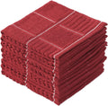 Kitchen Dish Cloths for Washing Dishes, Cotton Dish Rags for Drying Cleaning, Pack of 8 Dishcloths (Red, 12X12 Inches)