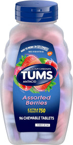 Extra Strength Assorted Berries Antacid Tablets for Heartburn Relief, 96 Count