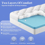 Memory Foam Mattress Topper Full | 4 Inch Cooling Dual Layer Mattress Topper, 2 Inch Gel Memory Foam, 2 Inch Soft Pillow Top Pad, Bedroom Essentials Mattresses Cover,With 1000 Pcs Air Holes