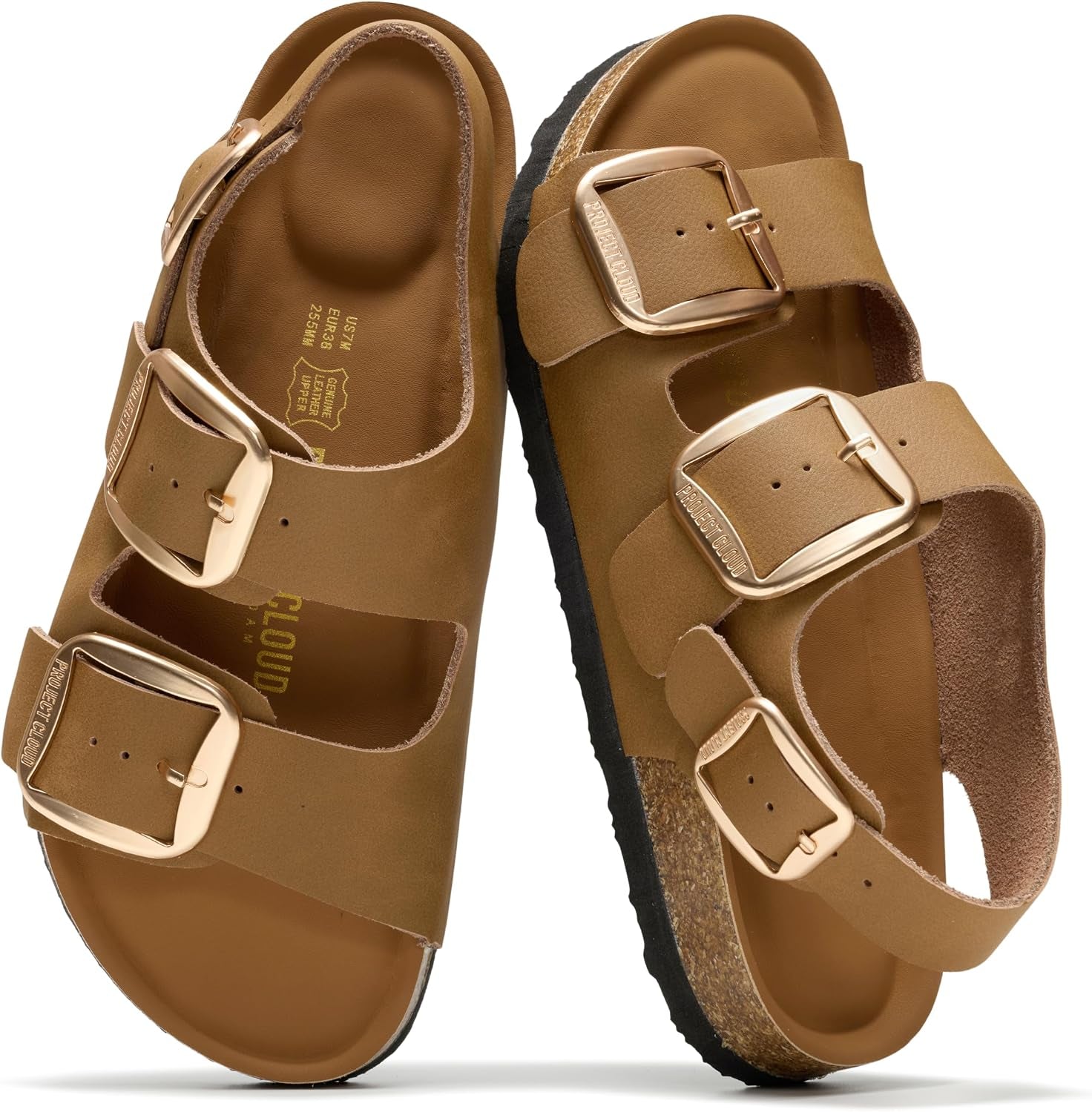 100% Genuine Leather Ankle Strap Footbed Sandals Women (Garda)