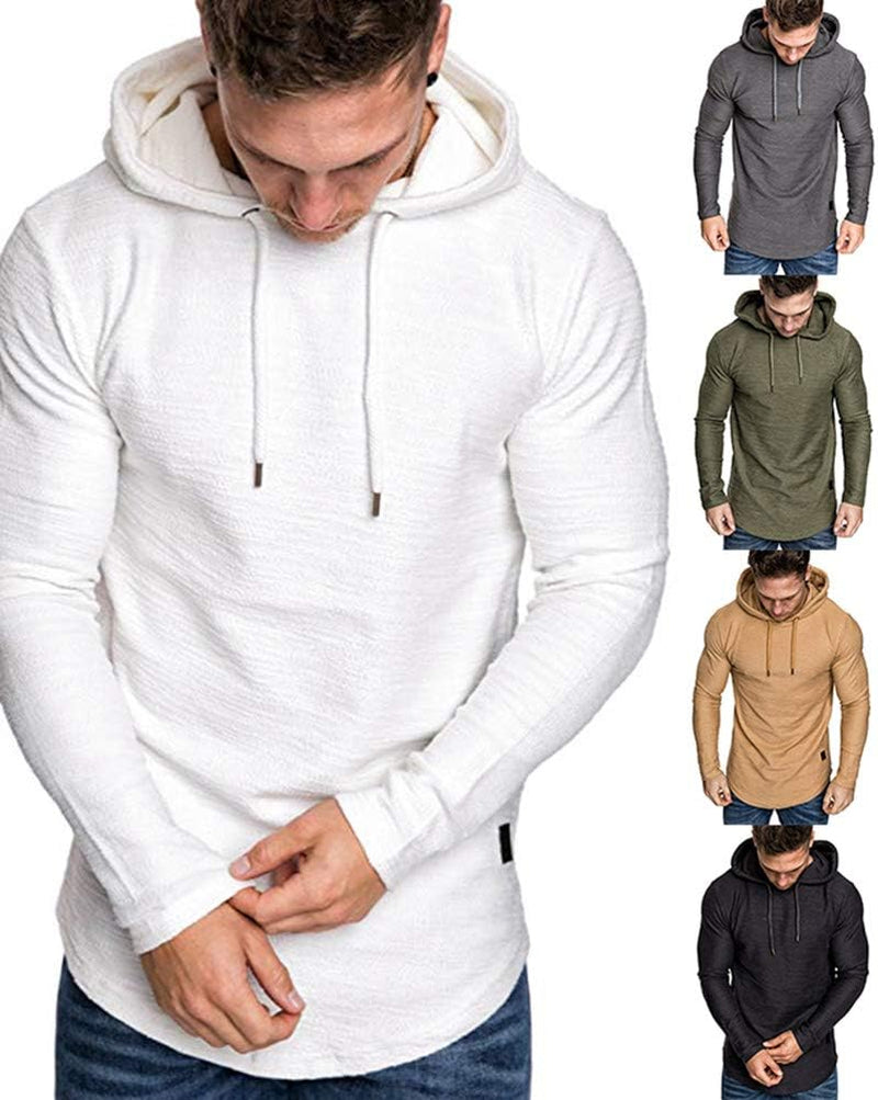 Mens Fashion Athletic Hoodies Sport Sweatshirt Solid Color Fleece Pullover