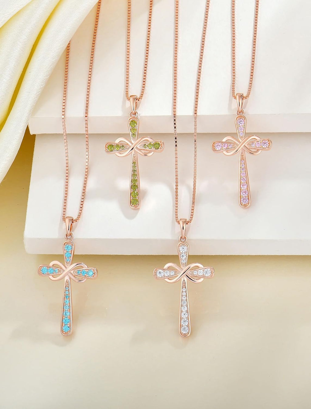 925 Sterling Silver Cross Necklace for Women Halo Infinity Pendant Cubic Zirconia Jewelry for Mom