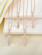 925 Sterling Silver Cross Necklace for Women Halo Infinity Pendant Cubic Zirconia Jewelry for Mom