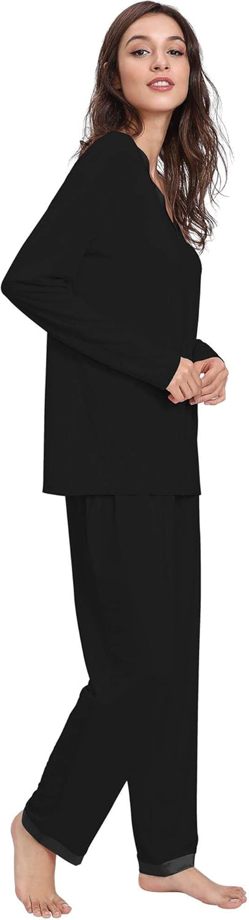 Women'S Bamboo Viscose Long Sleeve Pajamas Set | Super Soft Sleepwear, Cooling Pjs for Hot Flashes & Night Sweats, Moisture-Wicking for Menopause, OEKO-TEX Certified