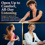 Open Ear Headphones, Wireless Headphones with Smart Digital Display & Mic, Open Ear Earbuds 35H Playtime, Sweat Resistant & Waterproof, Secure Comfortable Fit - Running, Sport, Daily (Rose Gold)