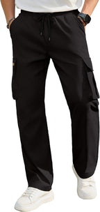 Mens Casual Cargo Pants Workout Hiking Sweatpants with Multi Pockets | Workout,Fishing,Hiking,Joggers Stretch,Multi Pockets,Elastic Waist,Lightweight,Drawstring,Work,Tactical Sweatpants