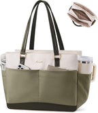 Laptop Tote Bag for Women with 3 Separate Pocket Work Bag with Large Cup Holder Computer Briefcase for Teacher Nurse