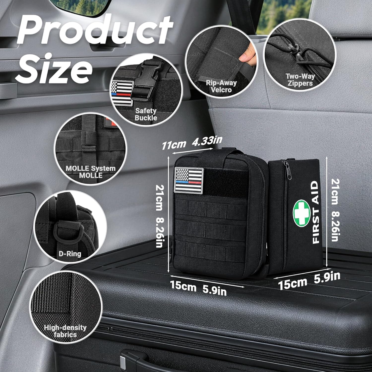 IFAK Trauma Kit with Tourniquet, Israeli Bandage, Splint, Tactical First Aid Kit for Car, Camping, Hiking and Travel with Molle Bag (66 Pack)