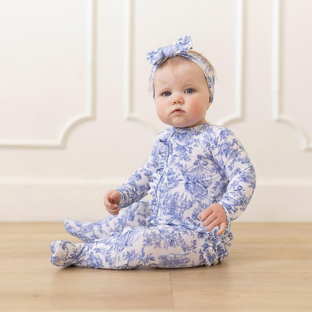 Posh Peanut Footie Pajamas for Baby Girls – Sleepers in Ultra-Soft Viscose from Bamboo with 2-Way Zipper & Ruffle Trim