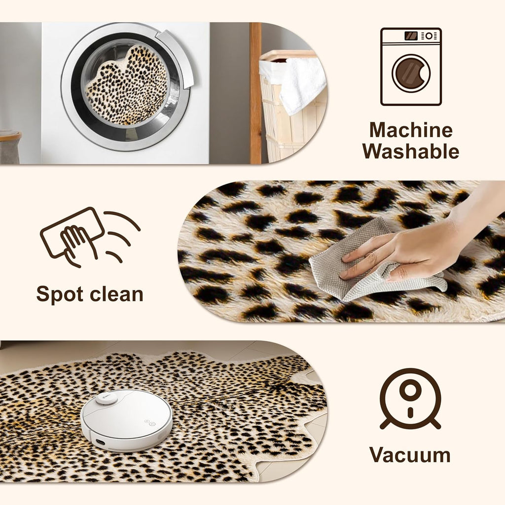 Oversized Cheetah Print Rug, Large Leopard Rug 6.2X8.2 Feet Faux Animal Print Skin Cheetah Area Rug for Bedroom Living Room Animal Fur Hide Rustic Antelope Deer Multicolor