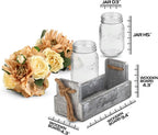 Mason Jar Centerpiece for Table -  Table Center Pieces Decor Dining Room with Led Fairy Lights & Flowers, Coffee Centerpiece Decor, New Home Gift (Clear Jars X 2)