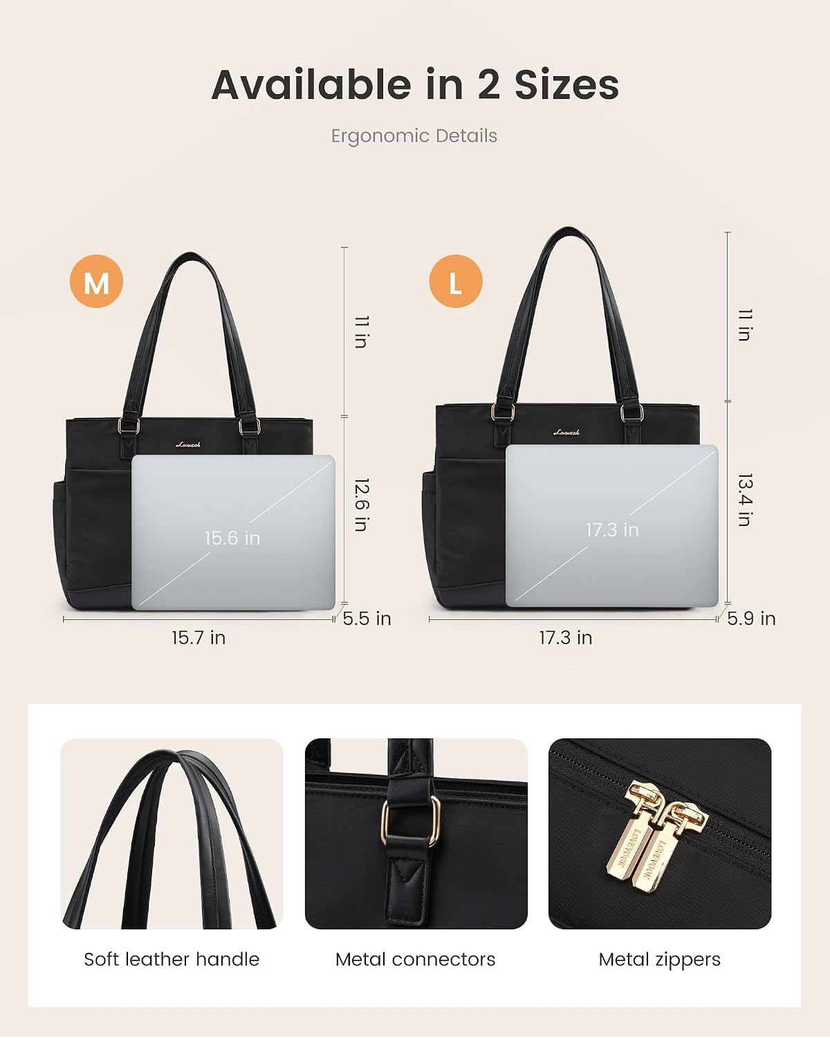 Laptop Tote Bag for Women with 3 Separate Pocket Work Bag with Large Cup Holder Computer Briefcase for Teacher Nurse