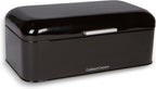 Extra Large Black Bread Box for Kitchen Countertop 16" X 9" Holds 2 Loaves | Stainless Steel Vintage Bread Boxes for Kitchen Counters