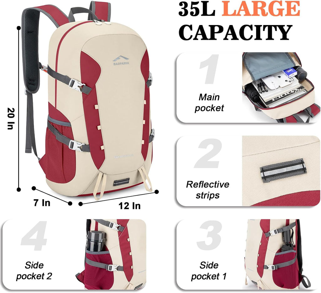 35L Ultra Lightweight Foldable Packable Hiking Backpack | Travel Backpack, Survival Whistle, Water-Resistant, Camping Daypack, Outdoor Sports, 0.88 Pounds, Men & Women