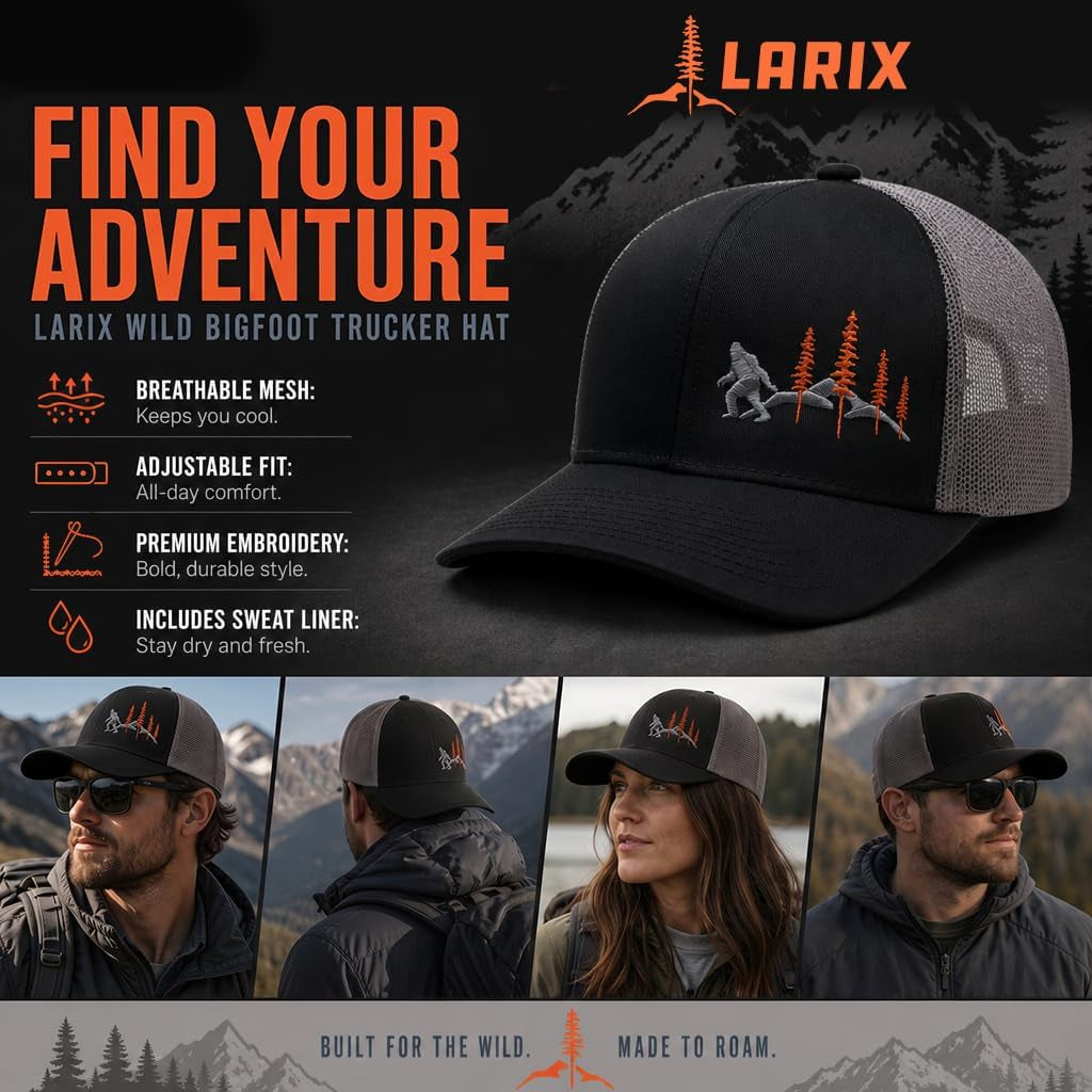 LARIX Trucker Hat Men - Snapback Cap with Breatheable Mesh Back, Hats for Men, Mens Hat, Mens Trucker Hats