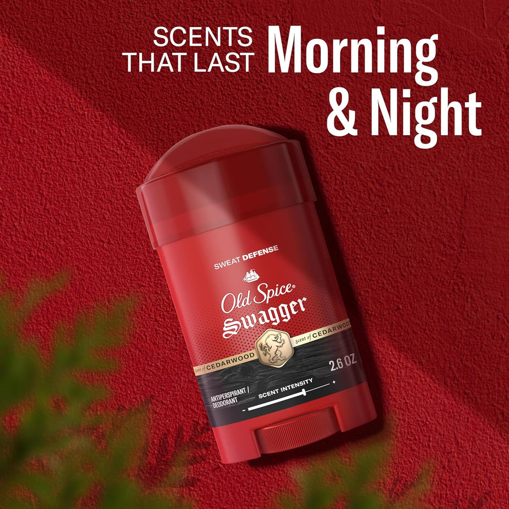 Sweat Defense Antiperspirant & Deodorant for Men, 24/7 Ultimate Sweat Protection, Long Lasting Scent, Soft Solid, Swagger with Cedarwood Scent, 2.6 Oz