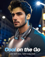 Neck Fan - Portable Neck Fan with LED Book Light, 6-20H Long Battery Life, 6 Speeds Adjustable, USB-C Rechargeable, Hands-Free Wearable Fan, Cooling Personal Fan Gifts for Men Women Dad Mom