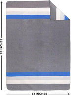 Rainier Wool Blanket - 4.5Lbs Warm, Heavy, Washable, Large | Great for Camping, Outdoors, Survival & Emergency Kits (White Blue Gray)