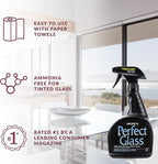Perfect Glass Cleaner Spray, Streak-Free, Ammonia-Free Window, Mirror, Screen, Tinted Glass, and Shower Door Cleaner, Indoor and Outdoor Glass Surfaces, 32 Fl Oz, Pack of 6