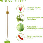 200 Pcs Cocktail Picks, 4.7 Inch Toothpicks for Appetizers, Bamboo Cocktail Sticks Skewers for Drinks, Desserts, Charcuterie, Wedding Party Fancy Toothpicks, Gold Pearl Mini Food Picks Decorative