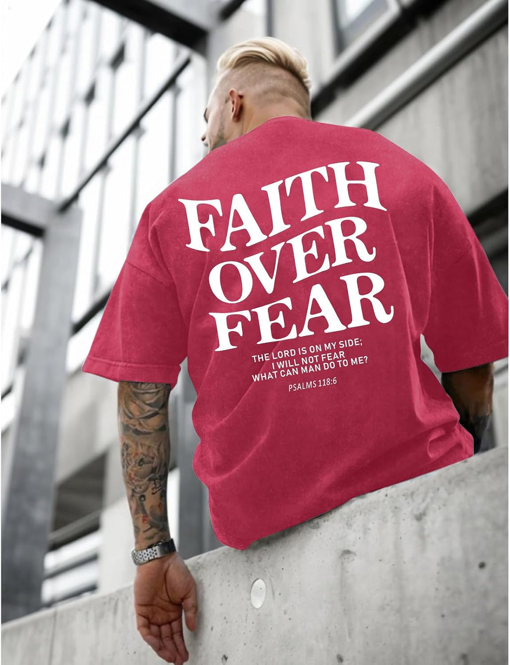 Christian Faith over Fear Shirt for Men Jesus Religious Shirts Oversized Graphic Tees Acid Wash God T-Shirt