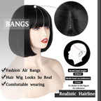 Black Short Bob Wig,Straight Black Bob Wig with Bangs, 10 Inch Straight Bob Bangs Wig for Women Natural Looking for Daily Use