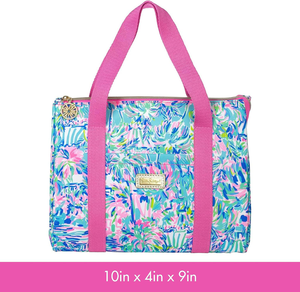 Lilly Pulitzer Insulated Lunch Bag, Cabana Cocktail | Cute Lunch Cooler Tote for Women, Mini Cooler with Zipper Closure, Exterior Pocket, Flat Base, and Handle Straps