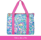 Lilly Pulitzer Insulated Lunch Bag, Cabana Cocktail | Cute Lunch Cooler Tote for Women, Mini Cooler with Zipper Closure, Exterior Pocket, Flat Base, and Handle Straps