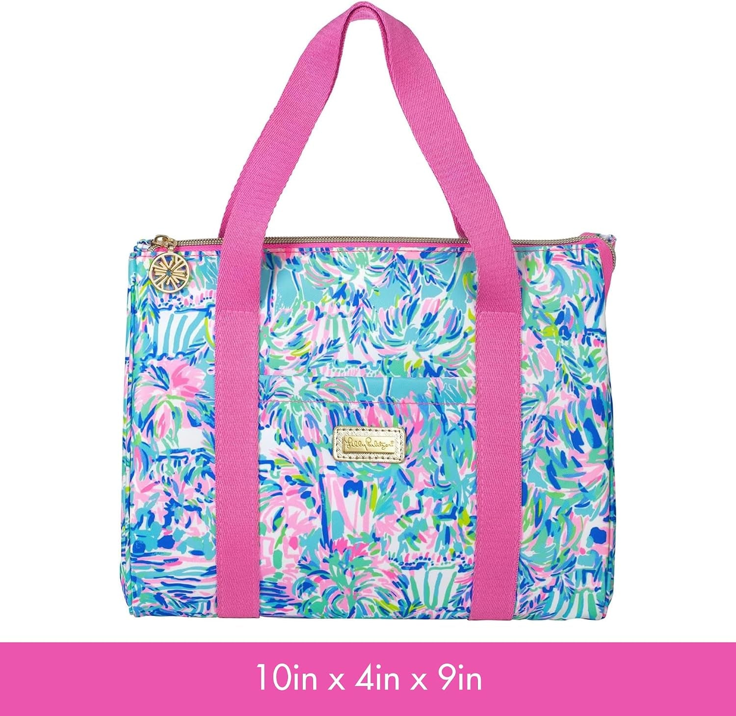 Lilly Pulitzer Insulated Lunch Bag, Cabana Cocktail | Cute Lunch Cooler Tote for Women, Mini Cooler with Zipper Closure, Exterior Pocket, Flat Base, and Handle Straps