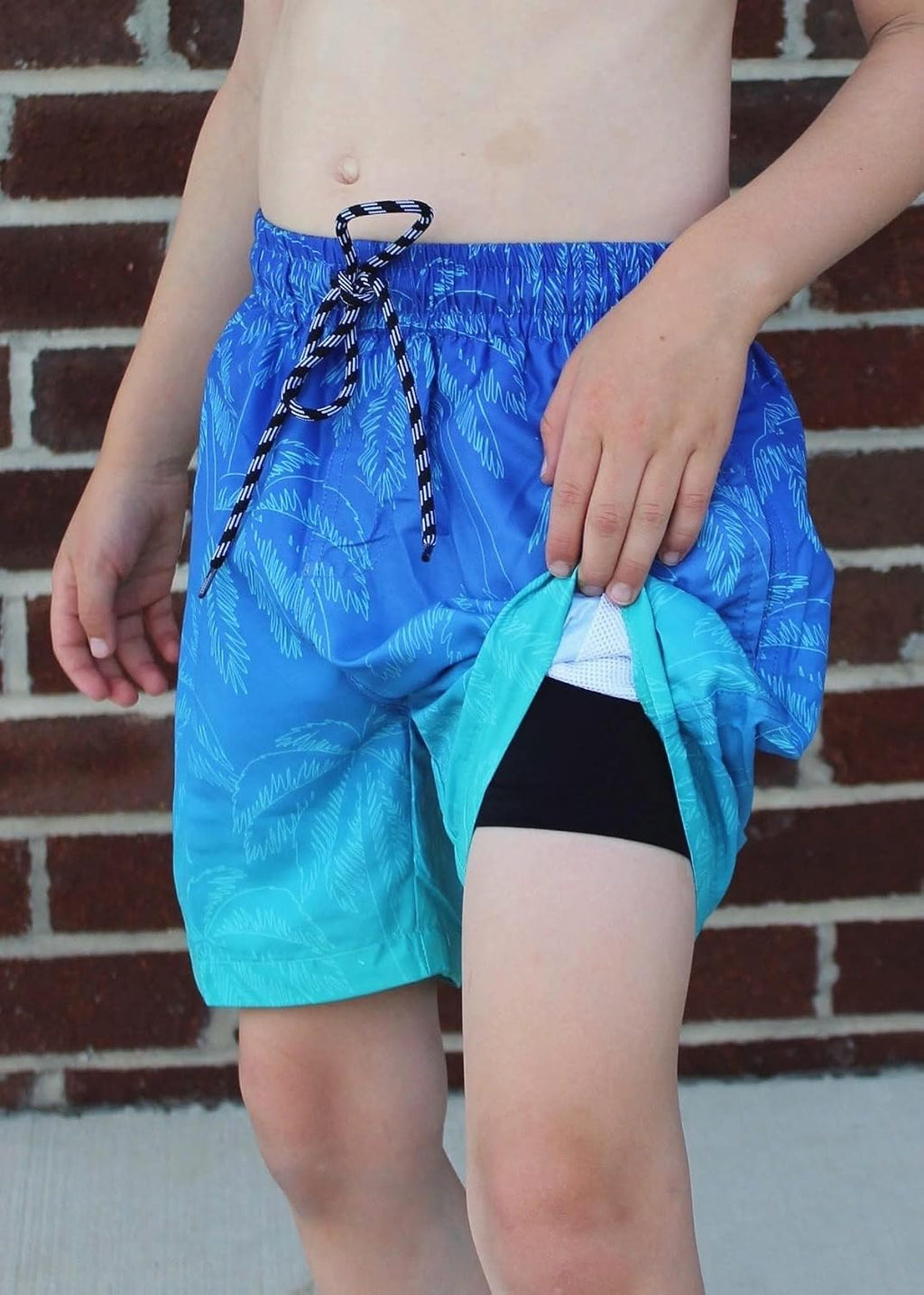 Boys Swim Trunks Compression Liner Swim Shorts Quick Dry Bathing Suit with Boxer Brief Swimwear 2-20T