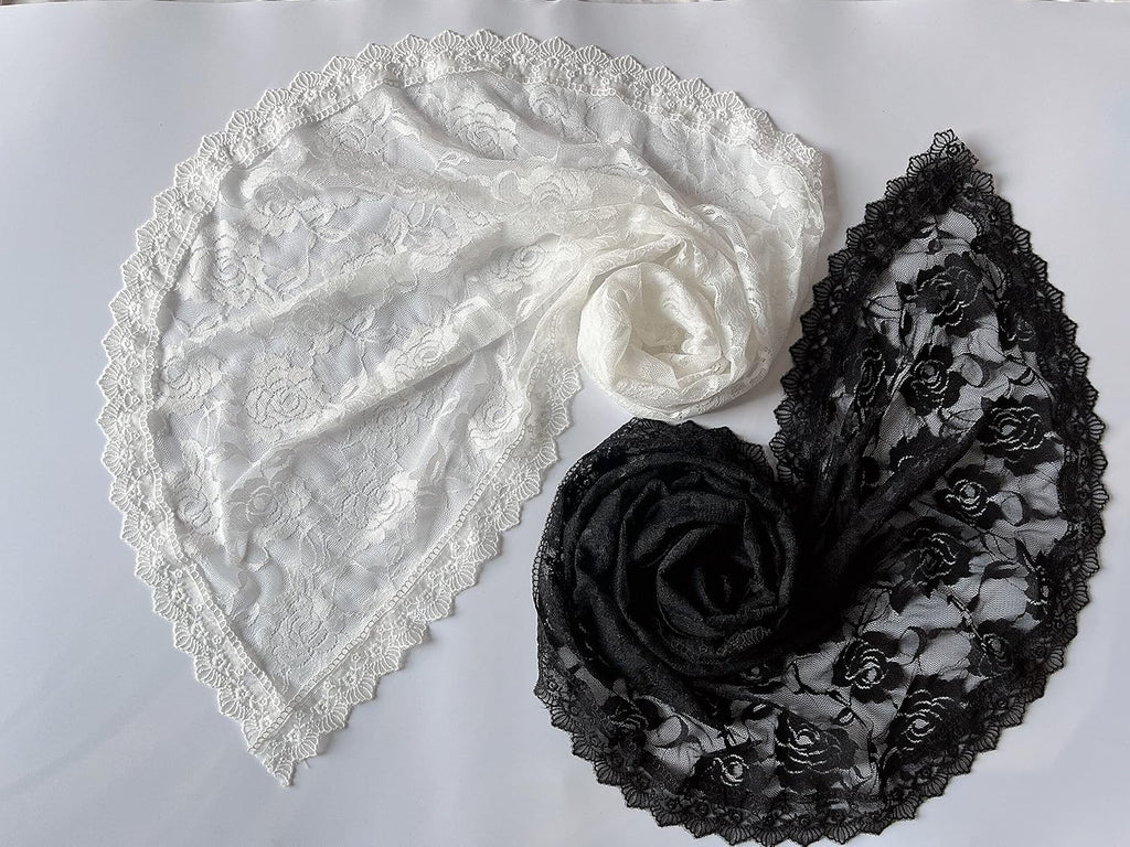 Lace Mantilla Veil Soft and Comfortable 7 Colors Spanish Style Rose Lace Veil Head Covering D Shape