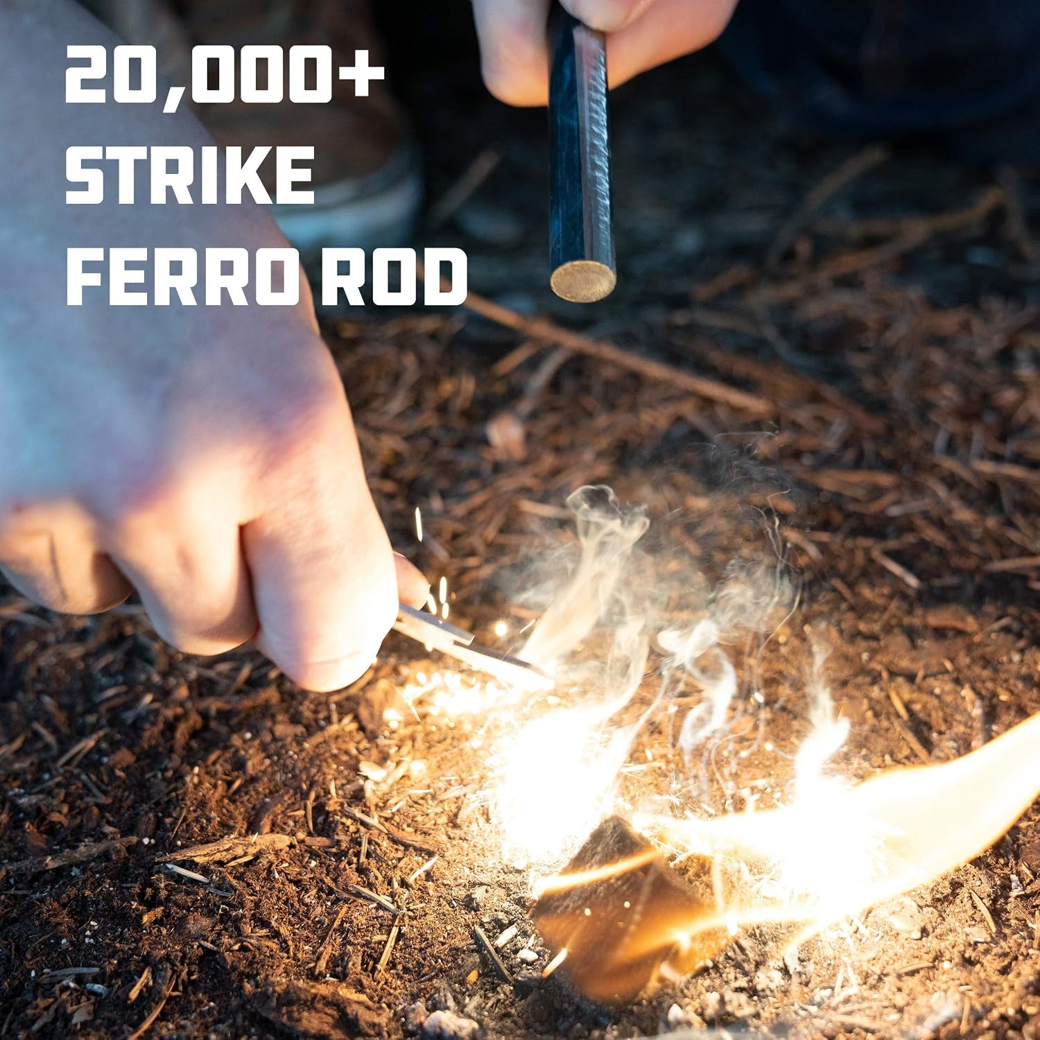 Titan Fire Striker Ferro Rod Fire Starting Survival Tool with Tether and Multitool, 20,000+ Strikes