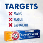 Advance White Toothpaste, Clean Mint Flavor, Stain Defense Technology, 6 Ounce (Pack of 4)