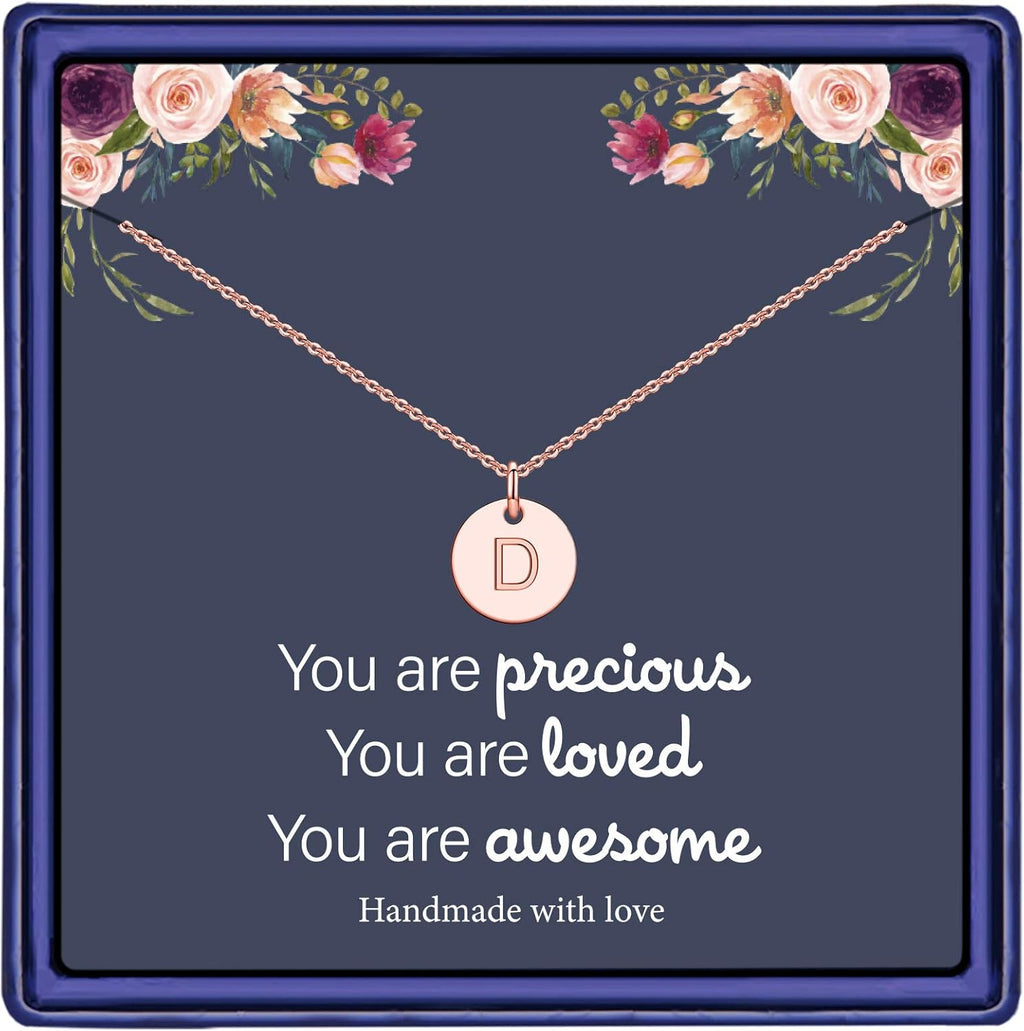 Disc Initial Necklaces for Girls Jewelry - Birthday Gifts for Girls | 14K Gold Plated/14K Rose Gold Plated/S925 Sterling Silver Disc Initial Necklaces for Girls, Jewelry for Kids Birthday Gifts