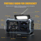 Hand Crank Emergency Radio 10000Mah Weather Radio with AM/FM/NOAA, Grey | Emergency Weather Radio with Solar Prower SOS Phone Charging LED Flashlight, Survival Gear for Outdoor Home Emergencies Kits